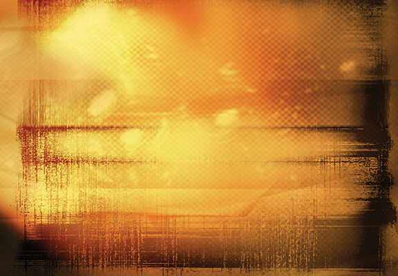 Abstract orange and black textured digital art with gradient and grungy overlays.