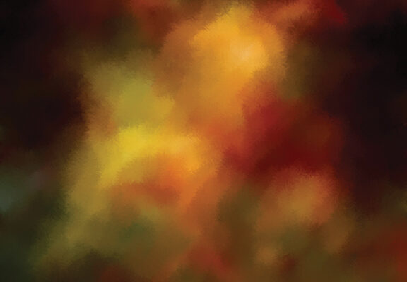 Abstract colorful blur with warm red, orange, and green hues creating an artistic, autumnal feel.