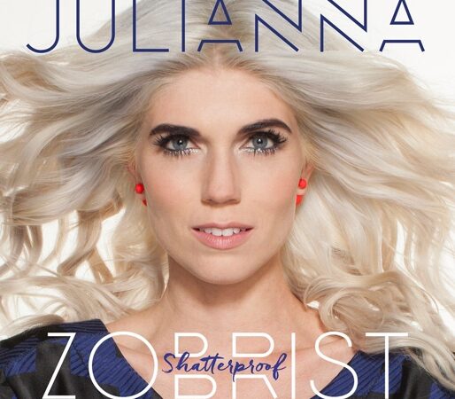 Blonde woman with flowing hair, wearing red earrings, against a light background, vibrant fashion look.