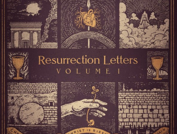 Cover of Resurrection Letters, Volume I by Andrew Peterson with symbolic illustrations and religious themes.