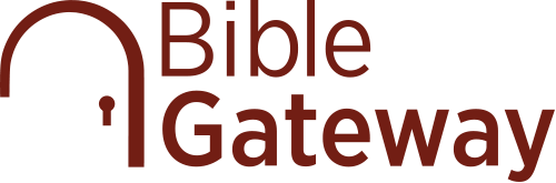 Bible Gateway logo with text and arch symbol in brown.