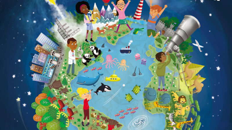 Book cover of How Great Is Our God featuring a globe with diverse elements and children exploring.