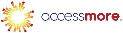 Colorful Access More logo with sunburst design, showcasing a vibrant array of orange and yellow patterns.