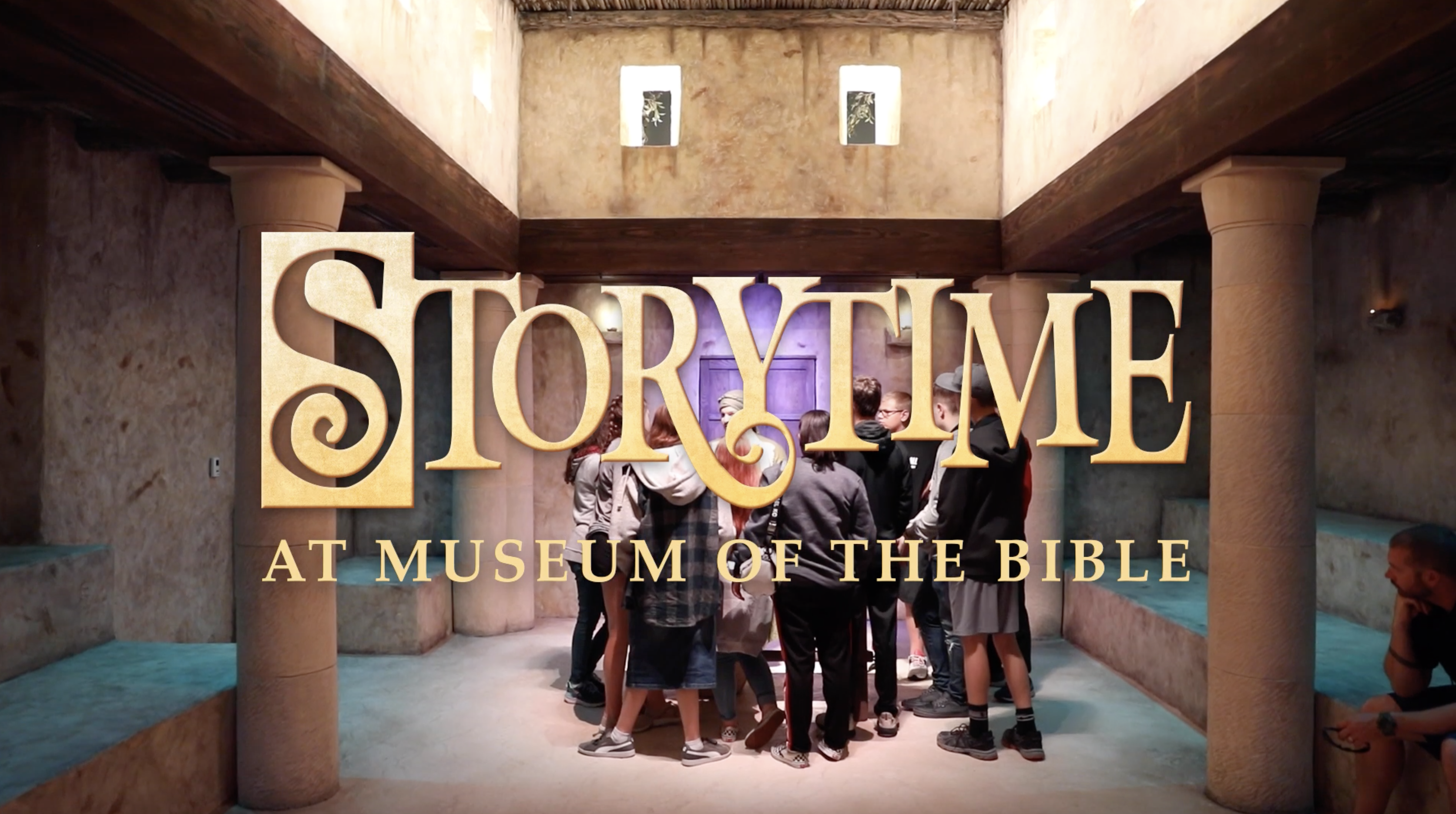 Storytime at Museum of the Bible event with a group of people gathered in a historical setting.