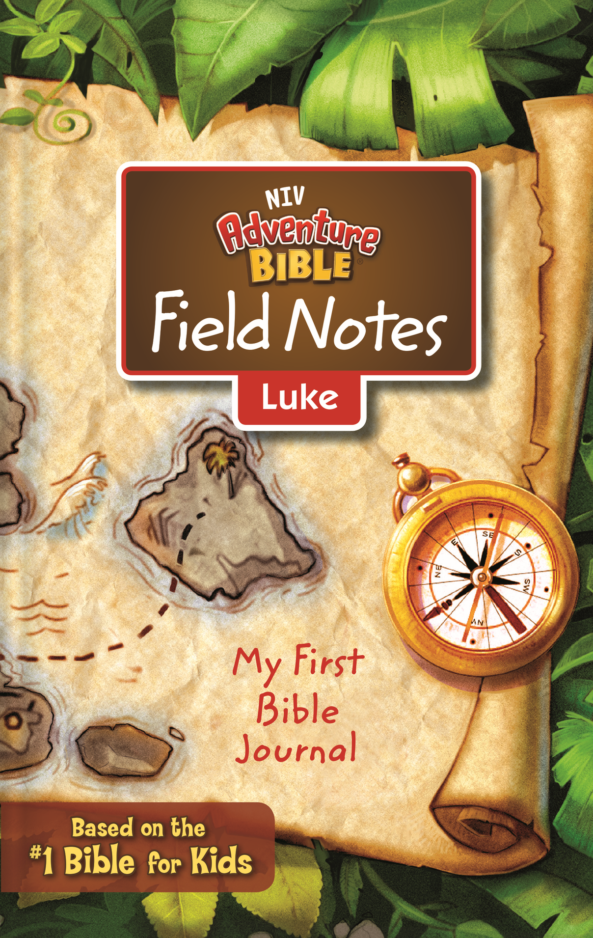 Adventure Bible Field Notes cover, featuring a compass and map for kids' Bible journaling.