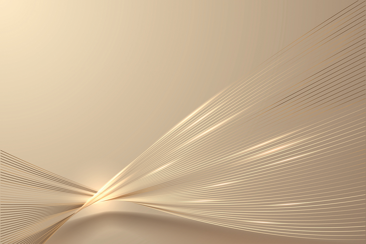 Abstract beige and gold linear wave design with light reflections.