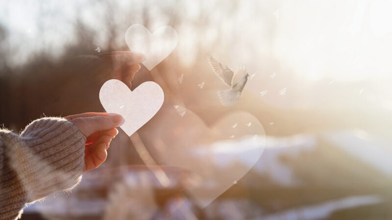 Concept of sending a love message on Valentine Day with hope.